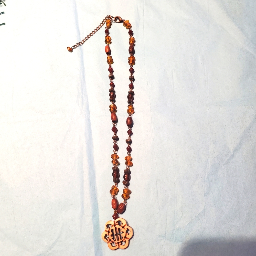 Beaded necklace, earthtones
